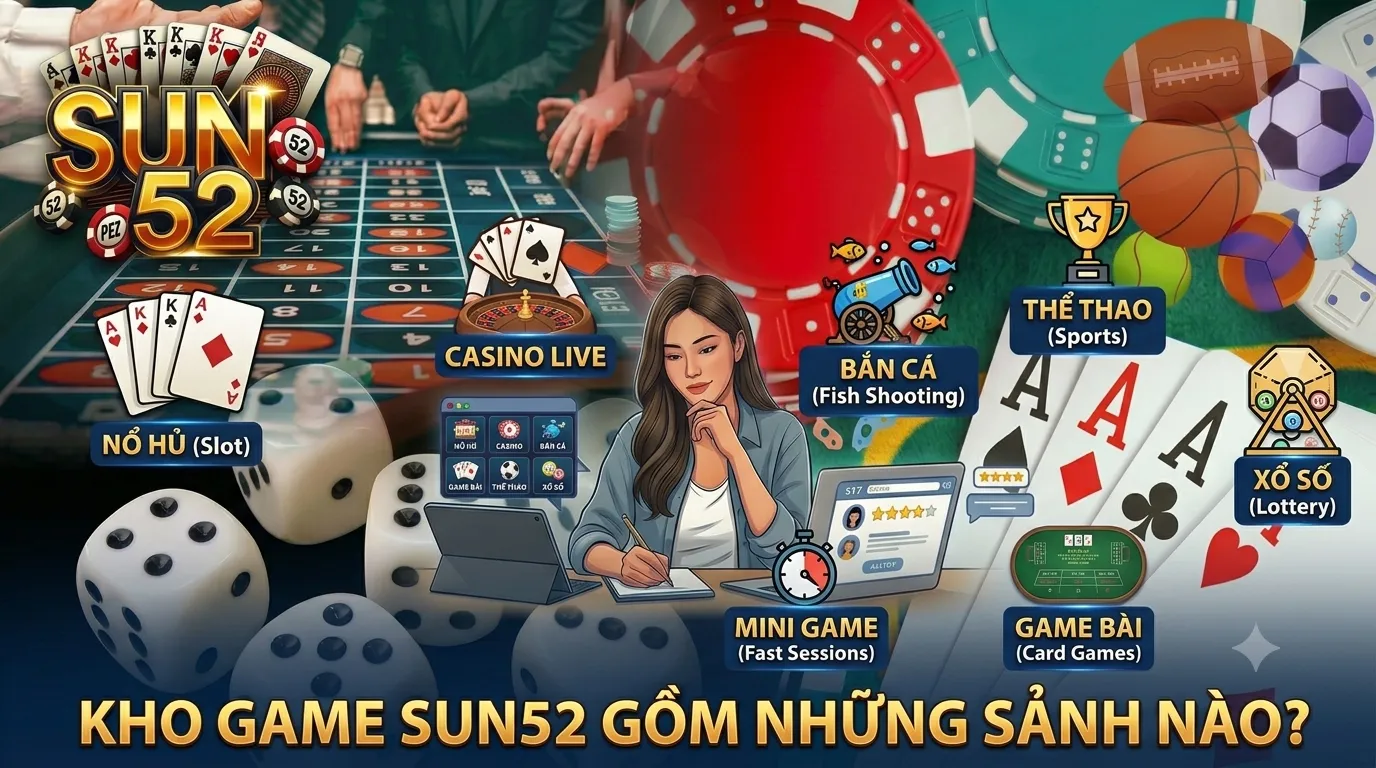 Sun52 – Cổng Game Bài Đổi Thưởng Uy Tín PAGCOR 2026 40 Các sảnh game chính trên trang chủ Sun52